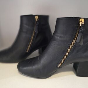 Cole Haan Black Ankle Boots with Gold Zipper
